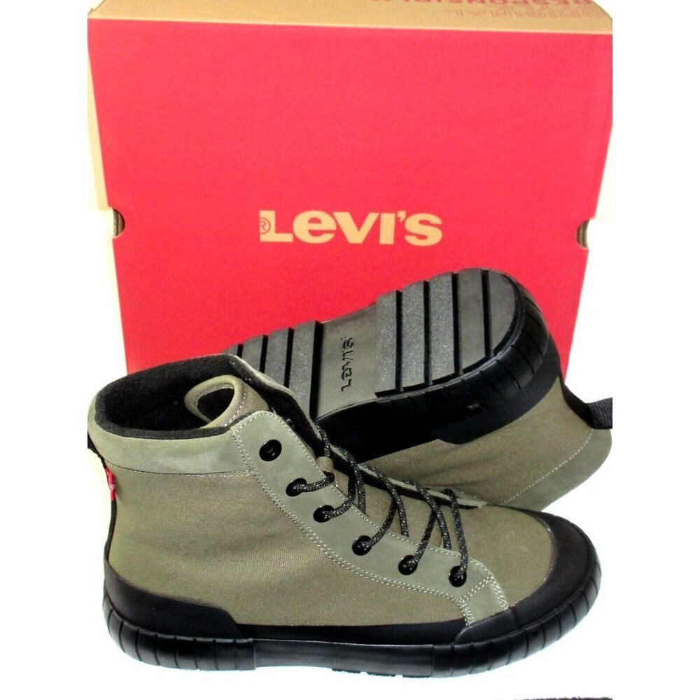 Levi's Strauss Men's La Paz Canvas Casual Boots Dusty Olive Green Black NIB - Picture 3 of 6
